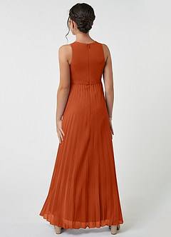 Azazie Lindie Junior A-Linie Plissee Chiffon Kleid Gebranntes Orange image2