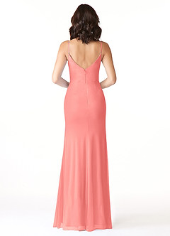Azazie Deandra Bridesmaid Dresses Coral Mermaid Pleated Mesh Dress image2