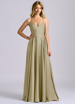 Azazie Truce Bridesmaid Dresses Moss Green A-Line Stretch Satin Dress image3