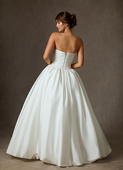 Azazie Shae Wedding Dresses Diamond White Ball-Gown Strapless Stretch Satin Dress image2
