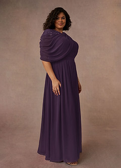 Azazie Olena Mother of the Bride Dresses Plum A-Line Sequins Chiffon Dress image8