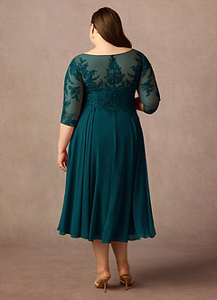 Azazie Marge Mother of the Bride Dresses Pine A-Line Scoop Lace Chiffon Dress image7