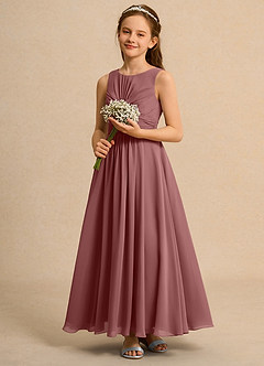 Azazie Ducky Junior Formal Blumenmädchenkleider A-Linie Plissee Chiffon Kleid Wüstenrose image6