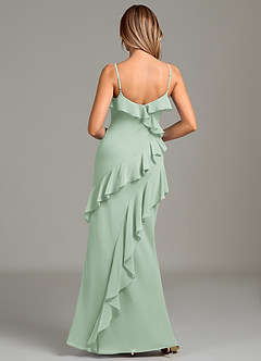 Azazie Danny Bridesmaid Dresses Agave Mermaid Ruched Chiffon Dress image2