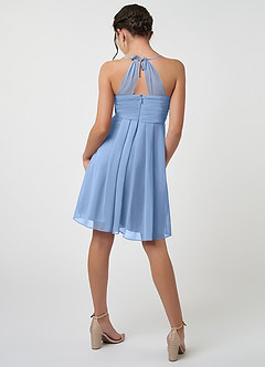 Azazie Ginny Steel Blue Pleated Chiffon Dress image2