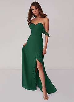 Barbie ♥ Azazie Final Sale Dark Green A-Line Off the Shoulder Chiffon Convertible Dress image1
