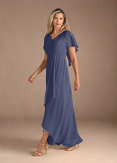 Azazie Eliza Kleider für die Brautmutter A-Linie V-Hals Gefaltet Chiffon Kleid Sturm image4