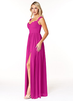 Azazie Cleobella Bridesmaid Dresses Fuchsia A-Line Sweetheart Lace Chiffon Dress image4