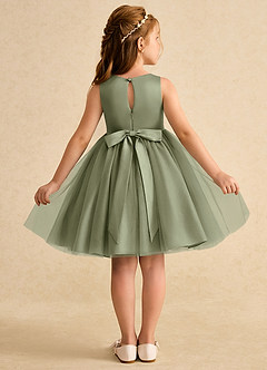 Azazie Prima Flower Girl Dresses Pistachio A-Line Bow Tulle Dress image2