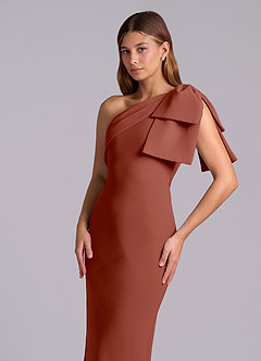 Azazie Yuanna Bridesmaid Dresses Auburn Mermaid One Shoulder Chiffon Dress image7