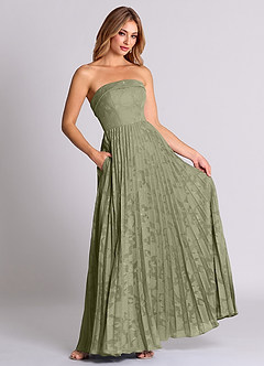 Azazie Mariana Abiti da Damigella Abito Convertibile A-Line in Burnout Floreale Senza Cinturino Pistacchio image3