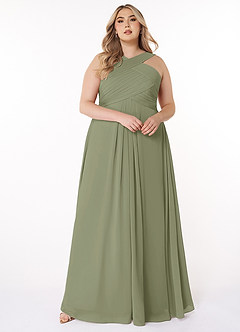 Azazie Kaleigh Bridesmaid Dresses Pistachio A-Line Pleated Chiffon Dress image7
