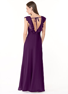 Azazie Yoko Bridesmaid Dresses Grape A-Line Ruched Chiffon Dress image2