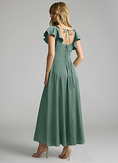 Azazie Bondi Brautjungfernkleider A-Linie Gestreift Stretch-Satin Kleid Eukalyptus image2