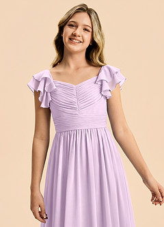 Azazie Anaya Junior Frosted Lilac A-Line Sweetheart Neckline Chiffon Dress image6