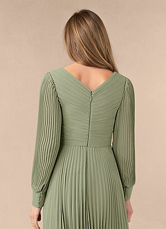 Azazie Zina Mother of the Bride Dresses Pistachio A-Line Pleated Chiffon Dress image6