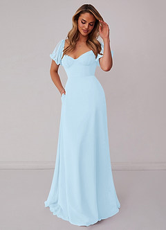 Barbie ♥ Azazie Bridesmaid Dresses Sky Blue A-Line Pleated Chiffon Dress image5
