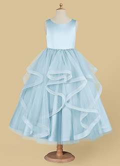 Azazie Sofia Flower Girl Dresses Sky Blue A-Line Beaded Tulle Dress image5