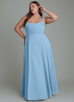 Azazie Shaude Bridesmaid Dresses Steel Blue A-Line Pleated Chiffon Dress image8