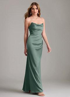 Azazie Lucille Bridesmaid Dresses Sea Moss Mermaid Strapless Stretch Satin Convertible Dress image4