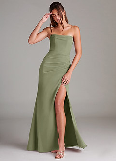 Azazie Leonis Bridesmaid Dresses Pistachio Sheath Strapless Chiffon Convertible Dress image1