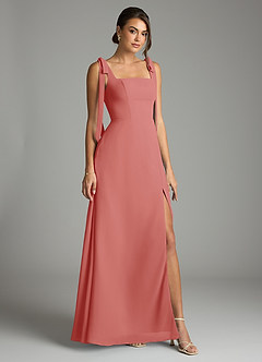 Azazie Debra Bridesmaid Dresses Antique Rose A-Line with Pockets Chiffon Convertible Dress image1