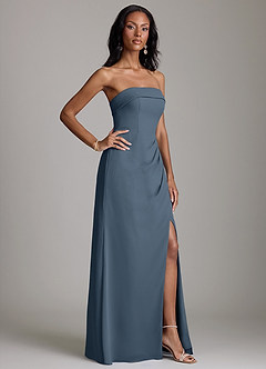 Azazie Aretha Brudepigekjoler En streg Stropløs Chiffon Gulv-længde Kjole image5