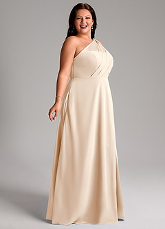 Azazie Phaedra Bridesmaid Dresses White Alabaster A-Line One Shoulder Chiffon Dress image3