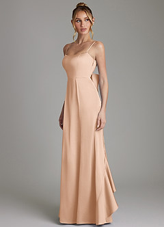 Azazie Zherra Brautjungfernkleider Meerjungfrau-Linie Schleifen Stretch-Satin Kleid Englisches Rosa image2
