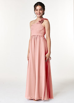 Azazie Flower Junior Agave A-Line Pleated Chiffon Dress image4