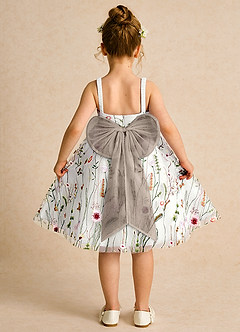 Azazie Peppa Flower Girl Dresses Ivory Taupe A-Line Sweetheart Neckline Tulle Dress image2
