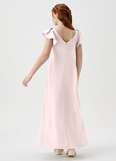 Azazie Omari Junior Blushing Pink A-Line Pleated Stretch Crepe Dress image5