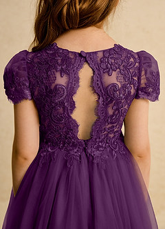 Azazie Puff Flower Girl Dresses Grape Ball-Gown Lace Tulle Dress image8