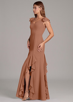 Azazie Nessa Jurken voor bruidsmeisjes Jurk van Chiffon met A-Lijn Bronzeertint image5