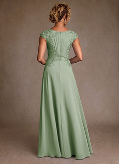 Azazie Christi Mother of the Bride Dresses Dusty Sage A-Line Lace Chiffon Dress image2