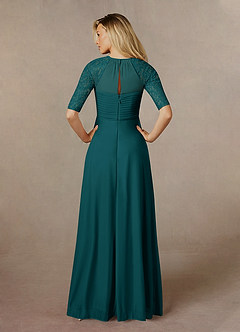 Azazie Raelyn Mother of the Bride Dresses Peacock A-Line Lace Mesh Dress image7