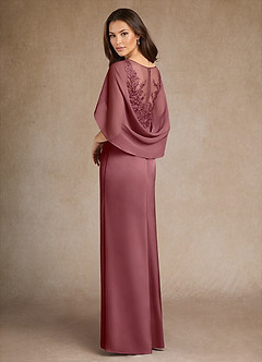 Azazie Hera Mother of the Bride Dresses Desert Rose A-Line Lace Stretch Satin Dress image3