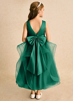 Azazie Vana Flower Girl Dresses Emerald Ball-Gown Bow Tulle Dress image1