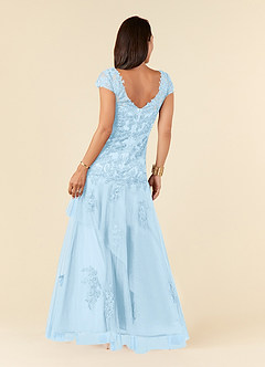 Azazie Romy Mother of the Bride Dresses Sky Blue Mermaid V-Neck Sequins Tulle Dress image3
