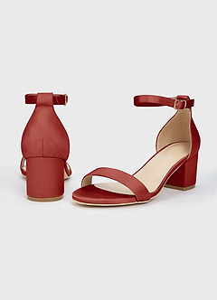 front Matching Color Matte Satin Block Heel Sandals & Envelope Clutch Set