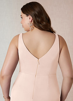 Azazie Leandra Bridesmaid Dresses Blushing Pink Mermaid V-Neck Pleated Mesh Dress image13