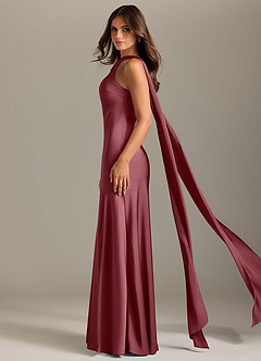Azazie Kinsley Bridesmaid Dresses Desert Rose Mermaid Side Slit Stretch Satin Dress image4