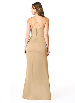 Azazie Eren Bridesmaid Dresses Gold Mermaid One Shoulder Stretch Satin Dress image2