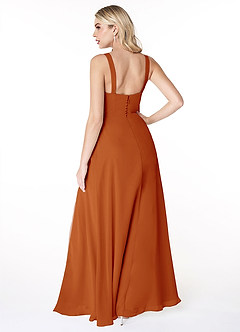 Azazie Jay Bridesmaid Dresses Paprika A-Line Square Neckline Side Slit Chiffon Dress image2