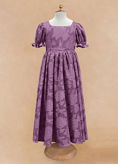 Azazie Joss Flower Girl Dresses Wisteria A-Line with Sleeves Floral Burnout Dress image4