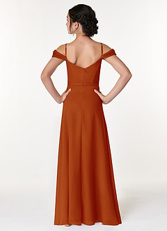 Azazie Alivia Junior Paprika A-Line Off the Shoulder Chiffon Dress image2