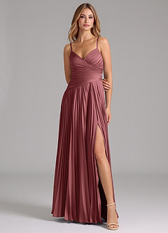 Azazie Vini Bridesmaid Dresses Amethyst A-Line Pleated Stretch Satin Dress image4