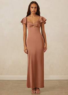 Christian Siriano Bridal for Azazie 1005 Bridesmaid Dresses Bronzer Sheath Sweetheart Neckline Stretch Satin Dress image1