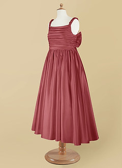 Azazie Cutie Pie Flower Girl Dresses Antique Rose A-Line Pleated Matte Satin Dress image9