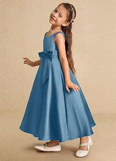 Azazie Lindy Final Sale Agave A-Line Pleated Matte Satin Dress image8